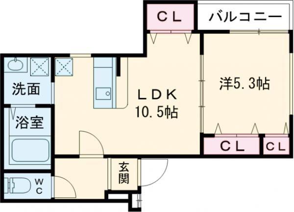 フジパレス百舌鳥八幡V番館(1LDK/1階)の間取り写真
