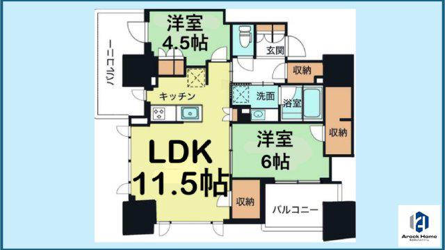 プラウドタワー名駅(2LDK/13階)の間取り写真