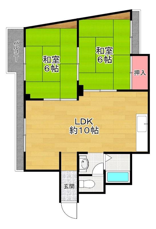 藤マンション(2LDK/3階)の間取り写真