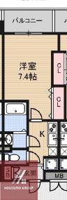 LUXE江坂II(1K/2階)の間取り写真
