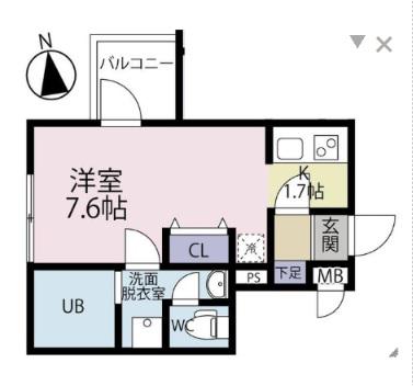 LIBERTY NAGAMACHIMINAMI(1K/3階)の間取り写真