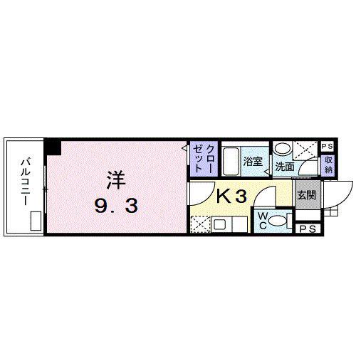 マニフィーク(1K/3階)の間取り写真
