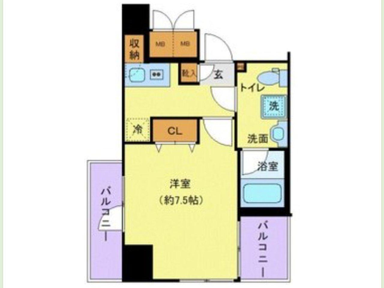ディアレイシャス新宿中落合(1K/7階)の間取り写真