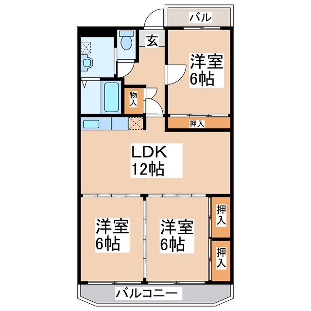 メゾンニシダ(3LDK/2階)の間取り写真