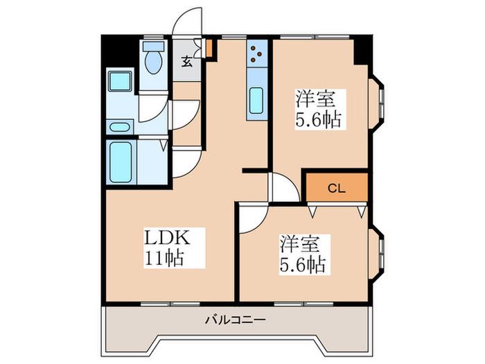 シャルマン(2LDK/3階)の間取り写真