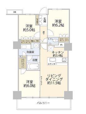 プライムパークス品川シーサイド ザ・タワー(3LDK/24階)の間取り写真