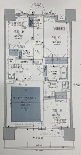オープンレジデンシア名古屋駅太閤通(3LDK/6階)の間取り写真