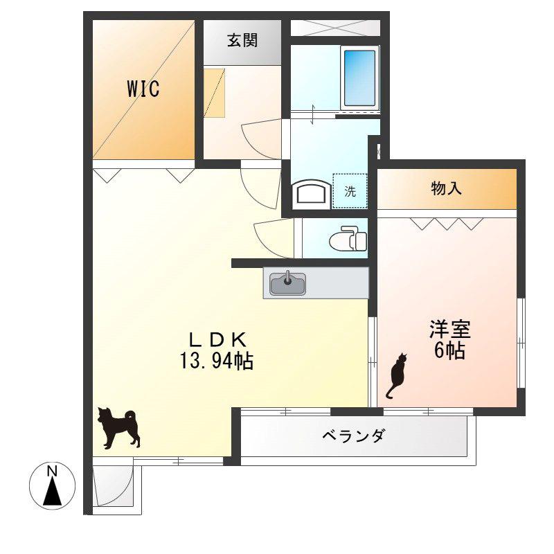 あさひレジデンス弐番館ウエスト(1LDK/3階)の間取り写真