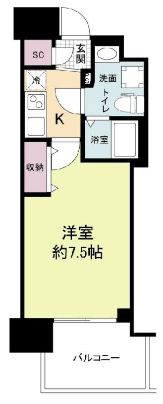 セレニテ谷九プリエ(1K/12階)の間取り写真