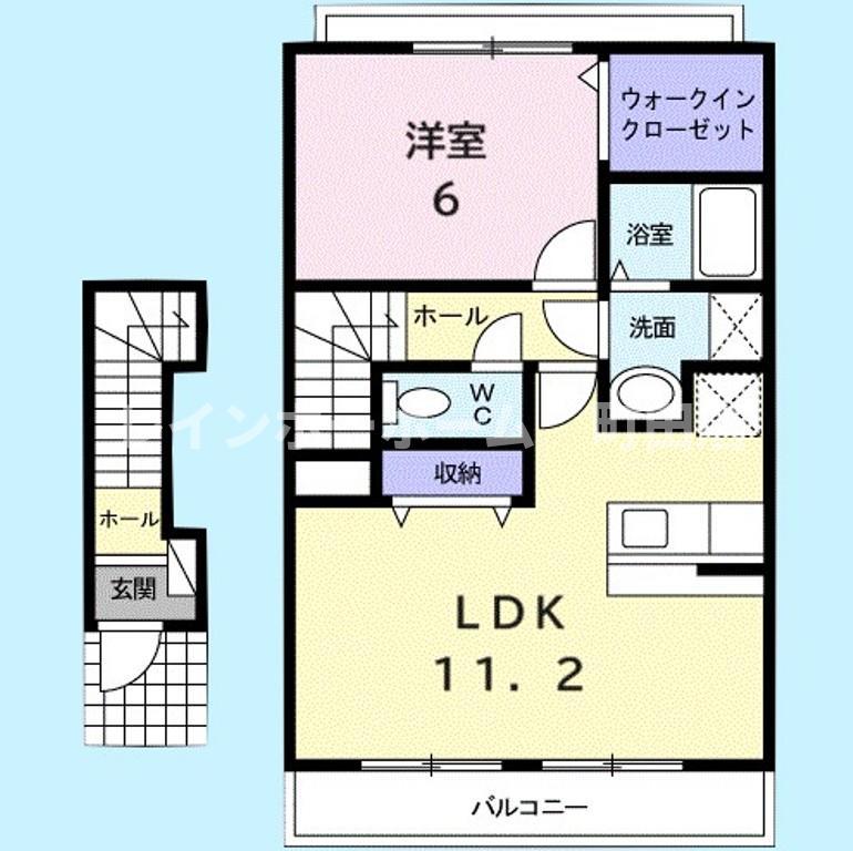 ポロニア弐番館(1LDK/2階)の間取り写真