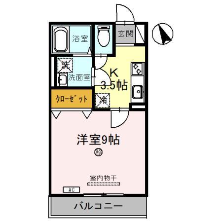ブルージュIII(1K/3階)の間取り写真
