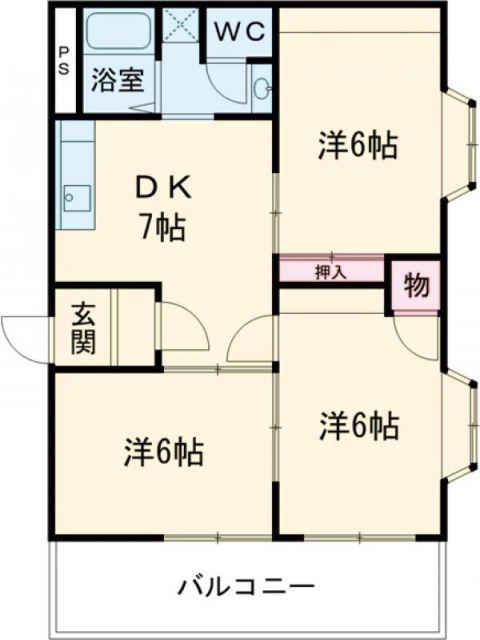 びーどろ名切(3DK/5階)の間取り写真
