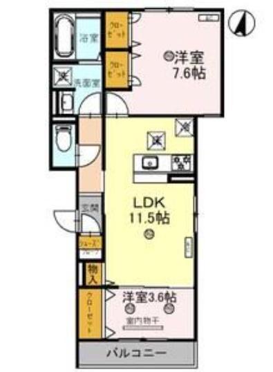 CLASHIST常磐町(1LDK/1階)の間取り写真