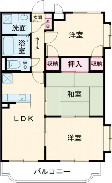 ルミエールかながわ(3LDK/1階)の間取り写真