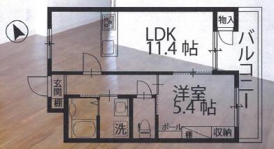 ロイヤルコーポ吉田 角(1DK/1階)の間取り写真