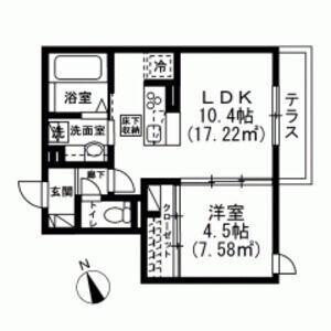 ソレイユ調布(1LDK/1階)の間取り写真