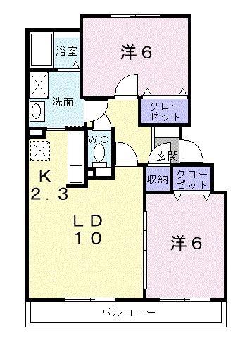 サニーイーストB(2LDK/3階)の間取り写真