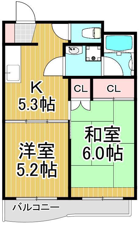 第2エールクレール(2DK/7階)の間取り写真