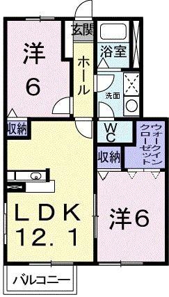 ヴィラなのはなC(2LDK/1階)の間取り写真