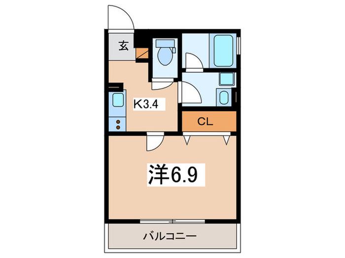 アイウェル湘南台(1K/2階)の間取り写真