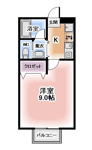 ドミール・ウィズ(1K/2階)の間取り写真