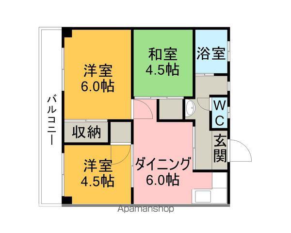 グリーンハイツ(3DK/4階)の間取り写真