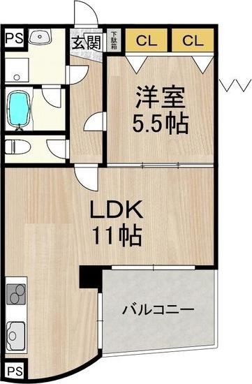 フェルザ今宮戎(1LDK/6階)の間取り写真