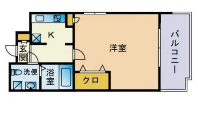 エステートモア天神アトリエ(1K/4階)の間取り写真