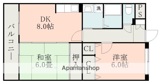 キャッスル新照院(2DK/5階)の間取り写真
