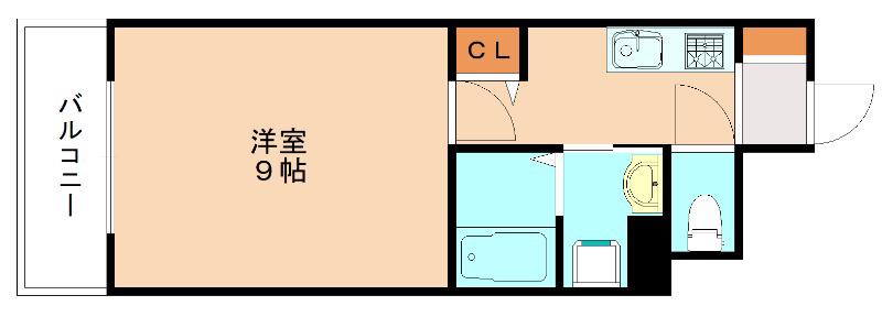 ヒルズ鍛冶町(1K/6階)の間取り写真