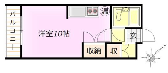オリーブハイツ(ワンルーム/2階)の間取り写真