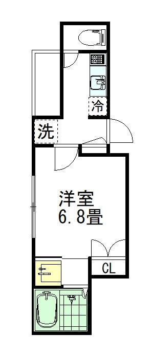 BLOOM・S(1K/2階)の間取り写真