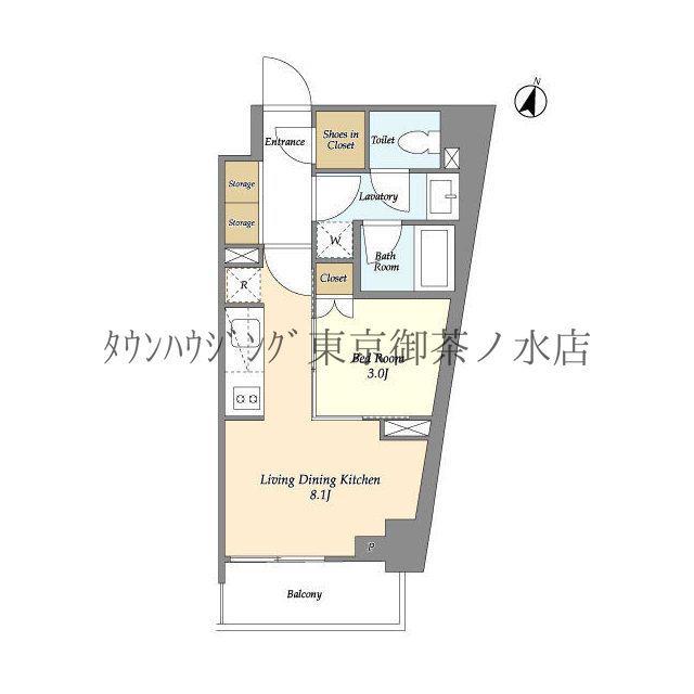 LASANTE文京千駄木(1LDK/2階)の間取り写真