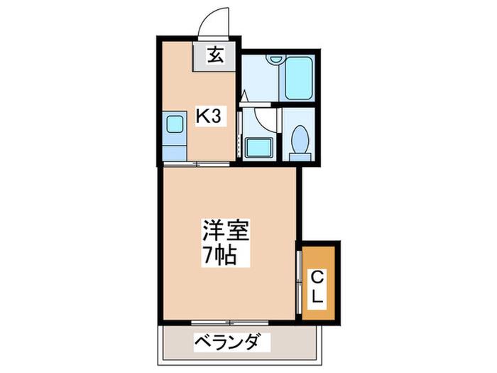 フローラコート(1K/2階)の間取り写真