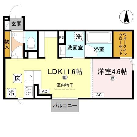 D-ROOM 中島(1LDK/1階)の間取り写真