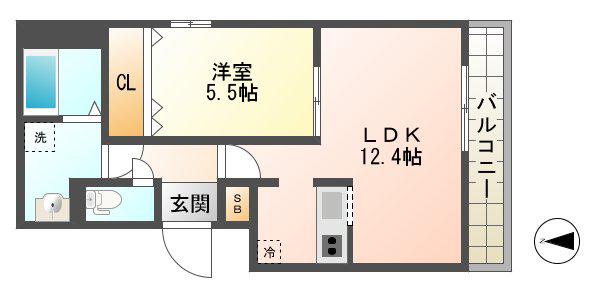 ソラトウミ海岸通(1LDK/1階)の間取り写真