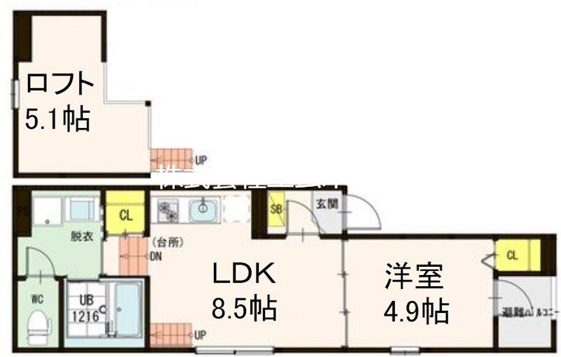 フェニーチェ名古屋(1LDK/2階)の間取り写真