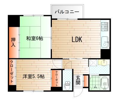S・Y・Mビル(2LDK/5階)の間取り写真