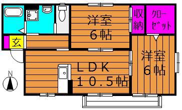 ハイグランスC棟(2LDK/2階)の間取り写真