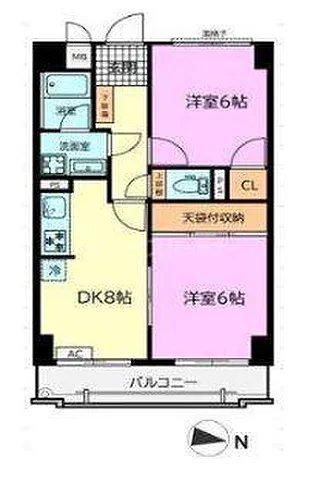 ケリーズマンション(2DK/2階)の間取り写真