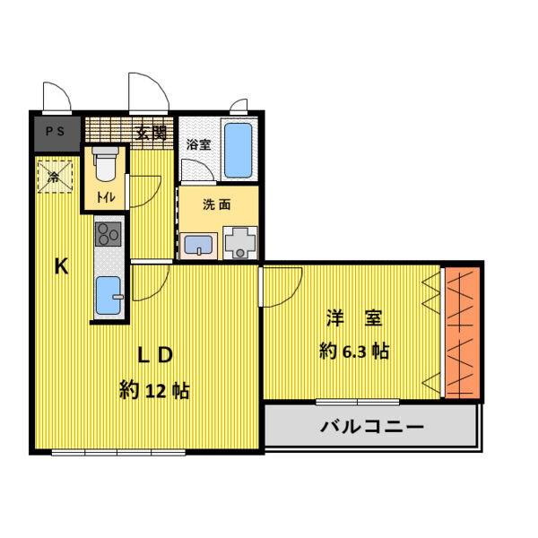 K&Sブロス(1LDK/1階)の間取り写真