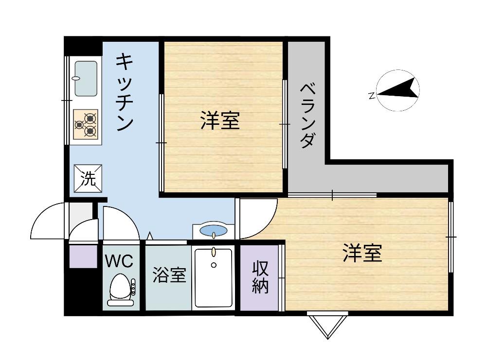 ランドハイム東中野(2DK/2階)の間取り写真