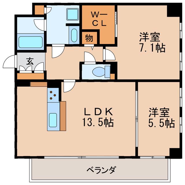 コンセール丸の内(2LDK/2階)の間取り写真