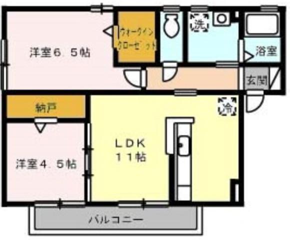 トアエーユ B棟(2LDK/2階)の間取り写真