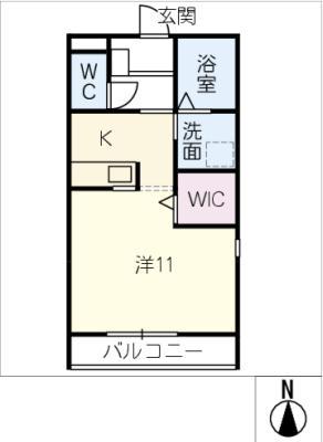 ジュネス徳次Q(1K/1階)の間取り写真