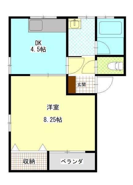 サニービレッジ A(1DK/2階)の間取り写真