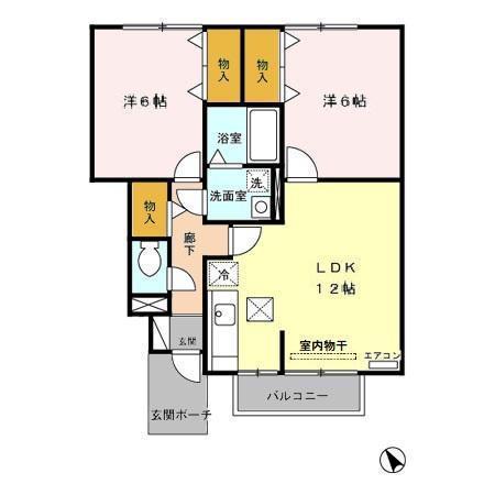 ウィル元町(2LDK/1階)の間取り写真