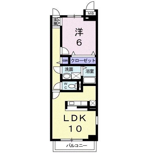 リーヴァ蛍田(1LDK/1階)の間取り写真