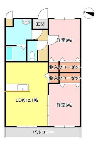 コーンハイツII(2LDK/1階)の間取り写真