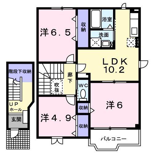 パルーデI(3LDK/2階)の間取り写真